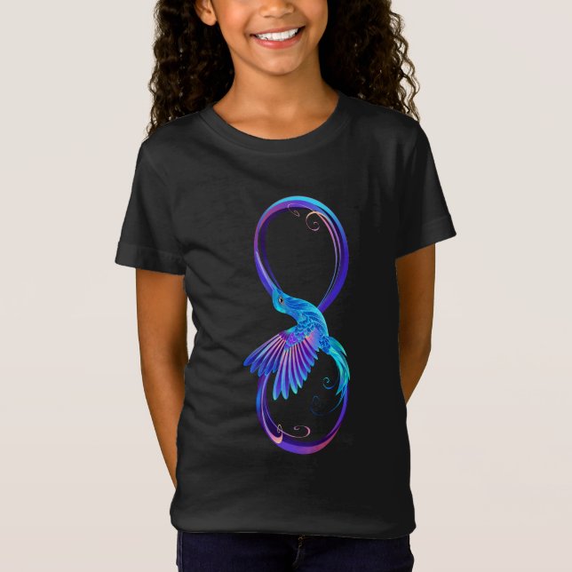Camiseta Símbolo de infinito neón con colibrí brillante (Anverso)