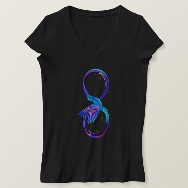 Camiseta Símbolo de infinito neón con colibrí brillante (Anverso del diseño)