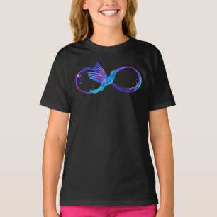 Camiseta Símbolo de infinito neón con colibrí brillante