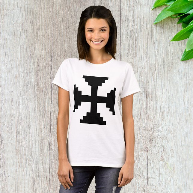 Camiseta Símbolo de la cruz negra de arte de píxeles (Subido por el creador)
