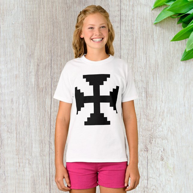 Camiseta Símbolo de la cruz negra de arte de píxeles (Subido por el creador)