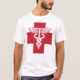 Camiseta Símbolo de la Cruz Roja Médica con Caduceus