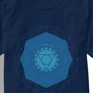 Camiseta Símbolo de la garra de yoga Chakra Vishuddha azul