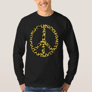 Camiseta Símbolo de la Paz con Estampado de Leopardo Mono S