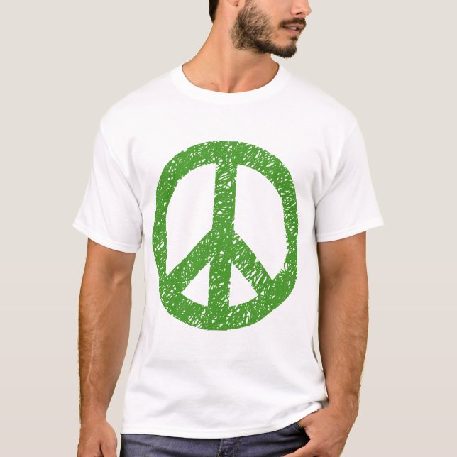 Camiseta Símbolo de la paz con grito - aguacate (Anverso)