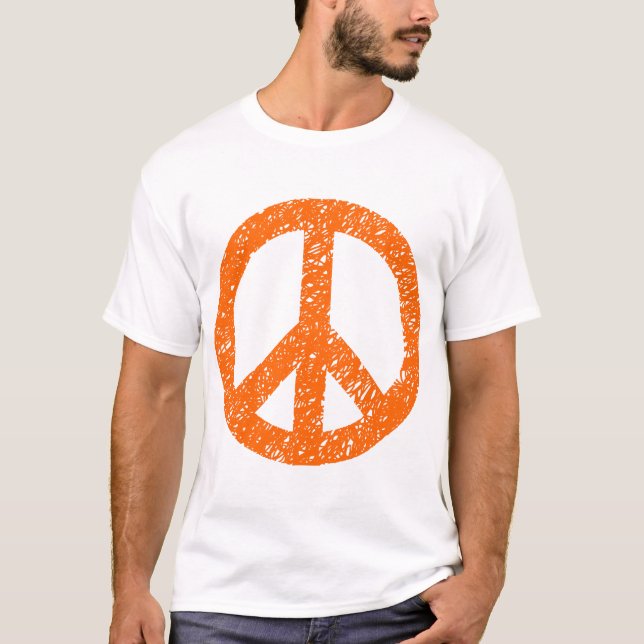 Camiseta Símbolo de la paz con grito - Naranja (Anverso)