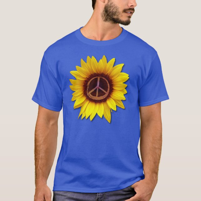 Camiseta Símbolo de la paz del girasol de Ucrania Amor Anti (Anverso)
