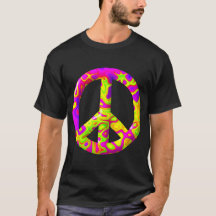 Símbolo de la Paz psicodélico amarillo rosa en 3D