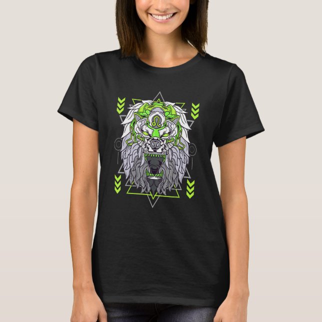 Camiseta Símbolo de león inspirado de León Zodiac Leo Rótul (Anverso)