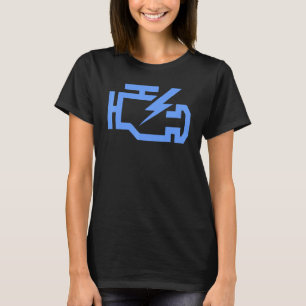 Camiseta Símbolo de Luz de Revisión del Motor en el Garaje