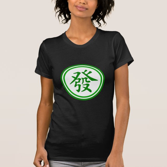Camiseta Símbolo de Mahjong - verde y blanco (Anverso)