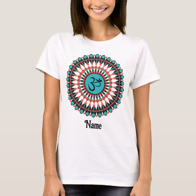 Camiseta Símbolo de Mandala espiritual Om Turquoise Persona (Anverso)