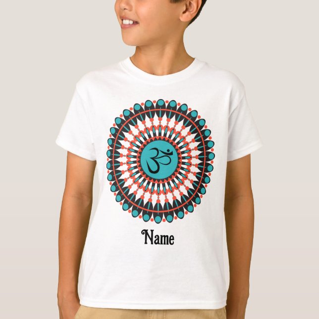 Camiseta Símbolo de Mandala espiritual Om Turquoise Persona (Anverso)