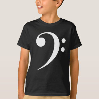 Camiseta Símbolo de música de clave de Fa bajo en blanco Am