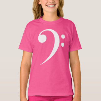 Camiseta Símbolo de Música de Clave de Fa en Blanco para Am