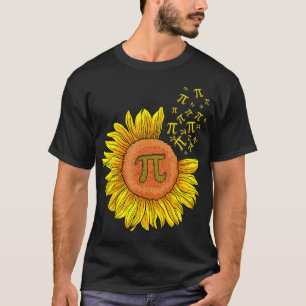Camiseta Símbolo de número de número de 3,14 pi de girasol