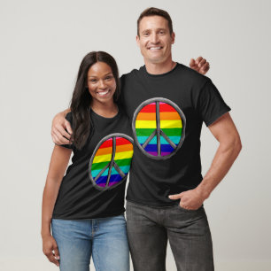Camiseta Símbolo de Orgullo LGBTQ de la Paz con Arcoíris