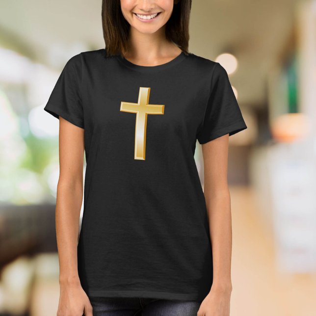 Camiseta Símbolo de oro de la Cruz Cristiana (The cross is a central symbol of peace and the Christian faith. )