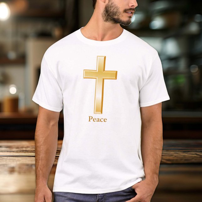 Camiseta Símbolo de oro de la Cruz Cristiana (The gold cross is the religious symbol of the Christian Church.)