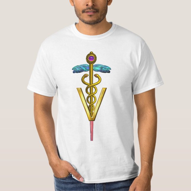 CAMISETA SÍMBOLO DE ORO DEL VETERINARIO DEL CADUCEO (Anverso)