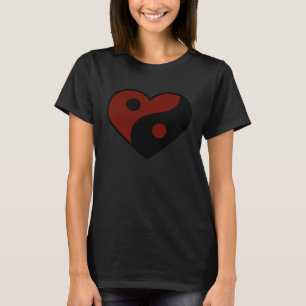 CAMISETA SÍMBOLO DE PAZ ABSTRACTO YIN YANG NEGRO Y ROJO OSC