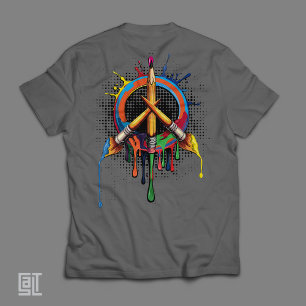 Camiseta Símbolo de Paz Artístico Pincel y Lápiz Educación
