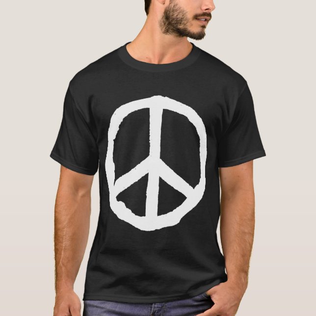 Camiseta Símbolo de Paz Áspero - Blanco sobre Oscuro (Anverso)