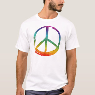 Camiseta Símbolo de PAZ - Colorido tinte hippie de los añ