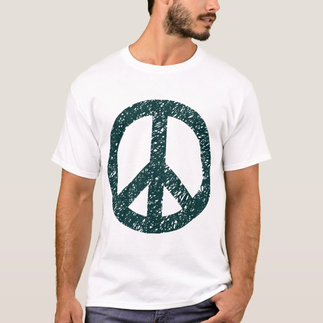 Camiseta Símbolo de paz con grillos - Verde oscuro (Anverso)