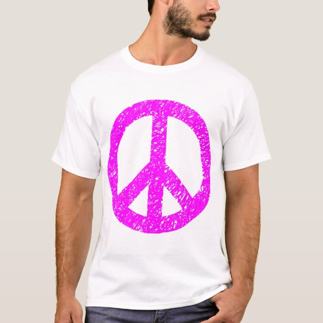 Camiseta Símbolo de paz con grito - magenta (Anverso)