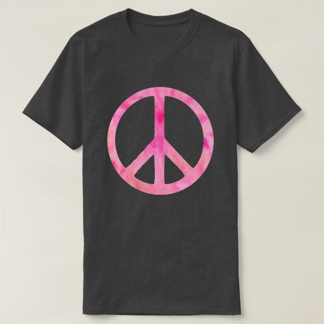 Camiseta Símbolo de paz de tinte rosado (Diseño del anverso)