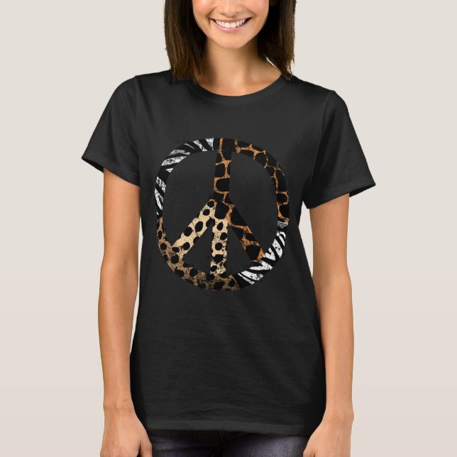 Camiseta Símbolo de paz del patrón animal africano (Anverso)