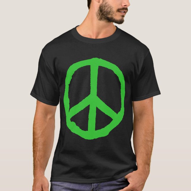 Camiseta Símbolo de paz duro - verde sobre oscuro (Anverso)