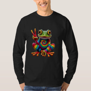 Camiseta Símbolo de paz hippie de la rana Guay de tinte de 