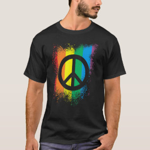 Camiseta Símbolo de Paz Lgbt Salpicadura de Tinta Orgullo G