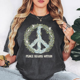 Camiseta Símbolo de Paz Ramas de Olivo Palomas Paz Interior