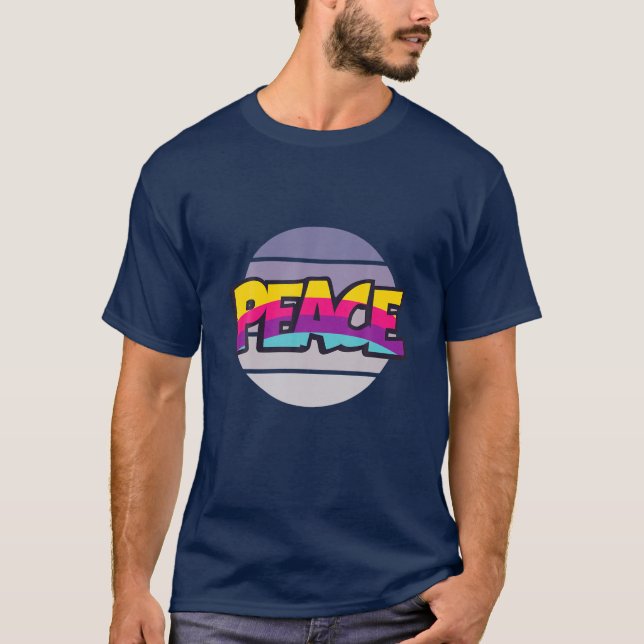Camiseta Símbolo de paz Rótulo hippie amor felicidad 60S 70 (Anverso)