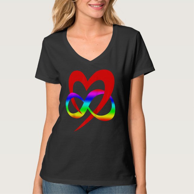 Camiseta Símbolo de poliamoria Corazón Bandera Lgbt Color O (Anverso)
