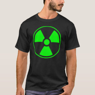 Camiseta Símbolo de radiación nuclear radiactiva en verde