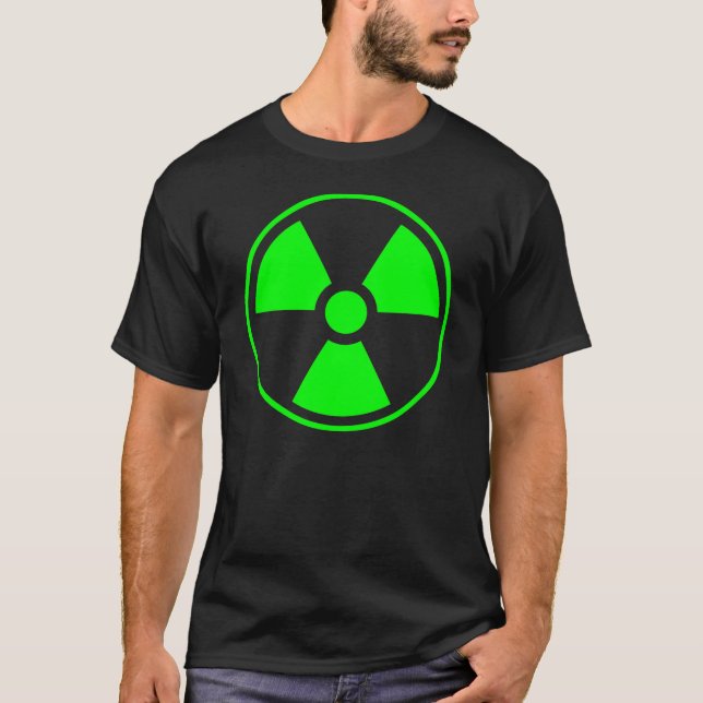 Camiseta Símbolo de radiación nuclear radiactiva en verde (Anverso)