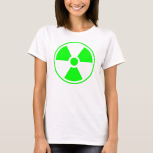 Camiseta Símbolo de radiación nuclear radiactiva en verde
