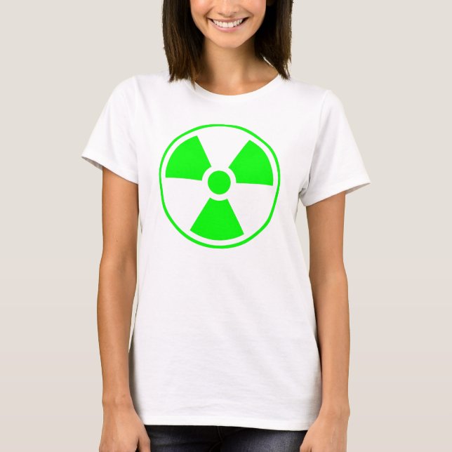 Camiseta Símbolo de radiación nuclear radiactiva en verde (Anverso)