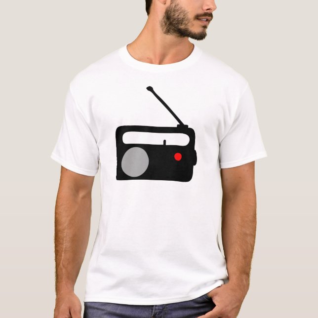 CAMISETA SÍMBOLO DE RADIO DEL NEGRO DEL TRANSISTOR (Anverso)
