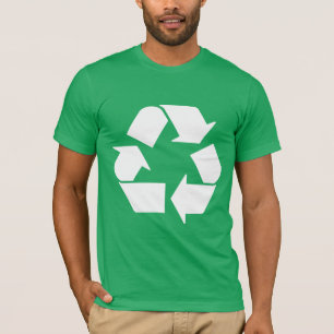 Camiseta Símbolo de reciclaje blanco frío sobre verde
