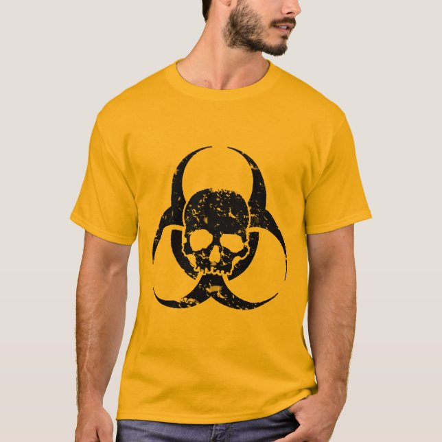 Camiseta Símbolo de riesgo biológico de grunge y angustiado (Anverso)