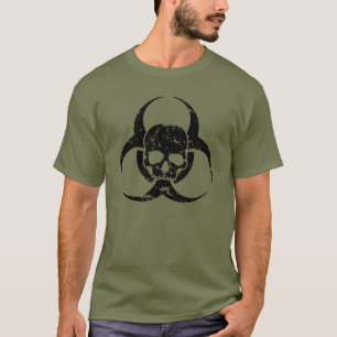Camiseta Símbolo de riesgo biológico y calavera con estilo 