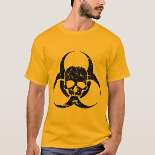Camiseta Símbolo de riesgo biológico y calavera con estilo