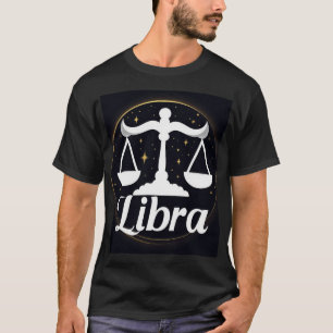 Camiseta Símbolo de Rótulo libra zodiaco con estrellas y es