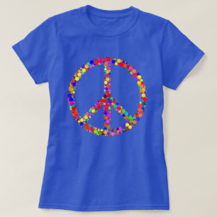 Camiseta Símbolo de señal de paz de mosaico multicolor