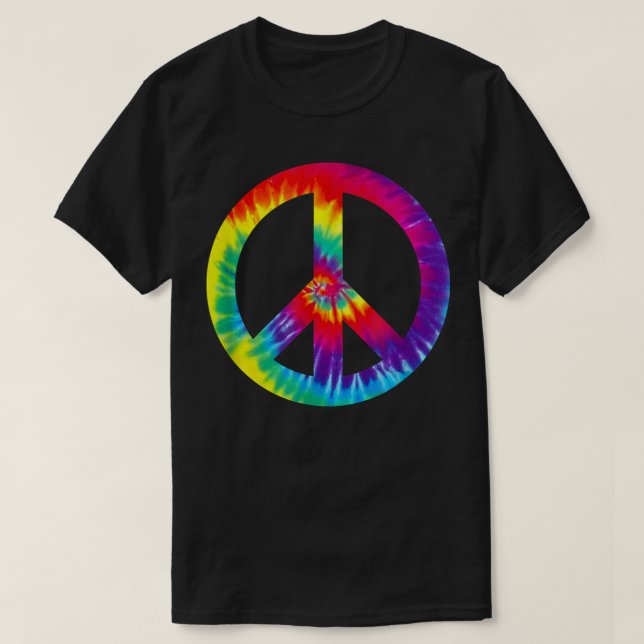 Camiseta Símbolo de signo de paz tinte hippie de los años 6 (Diseño del anverso)